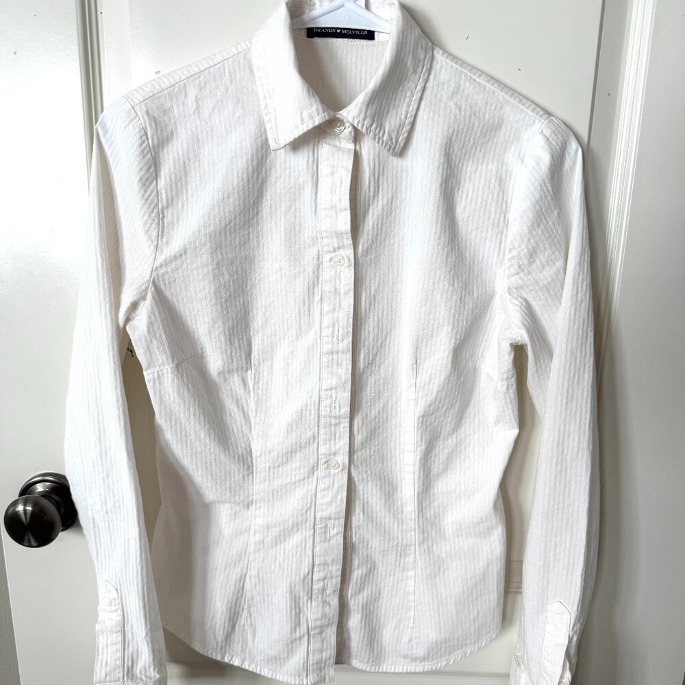 Brandy Melville Millie White Stripe button-down